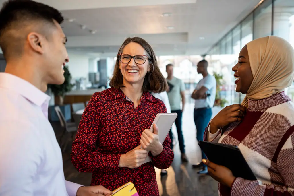 Mixed ethnic group of business professionals at a networking conference/meeting
