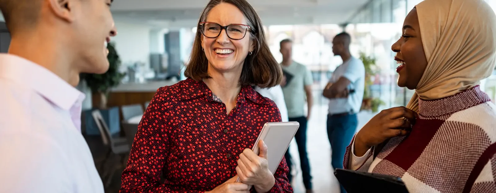 Mixed ethnic group of business professionals at a networking conference/meeting